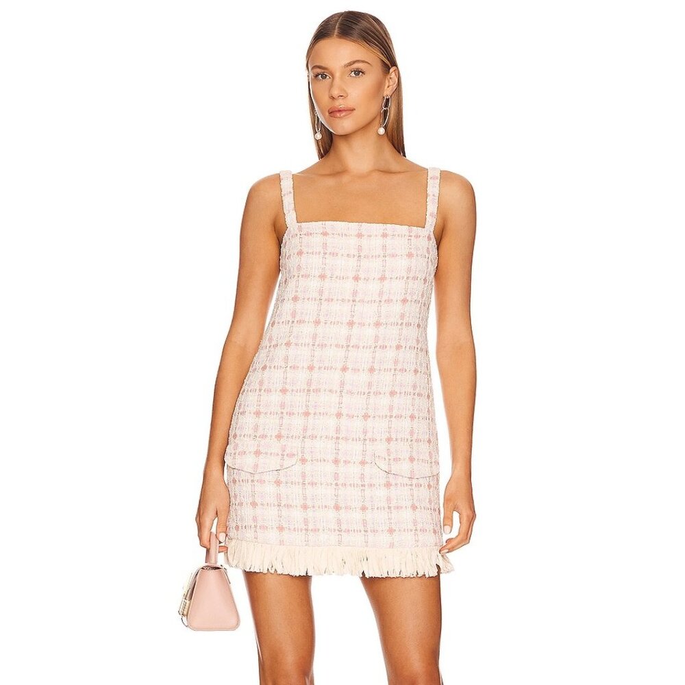 Alexis Linza Tweed Dress in Cream/Pink Size Medium